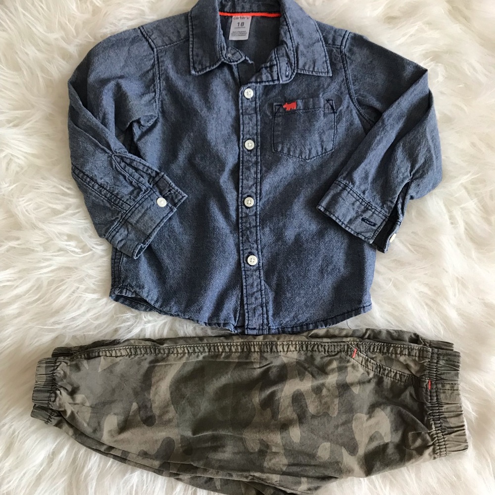 Denim Shirt & Camo Pants